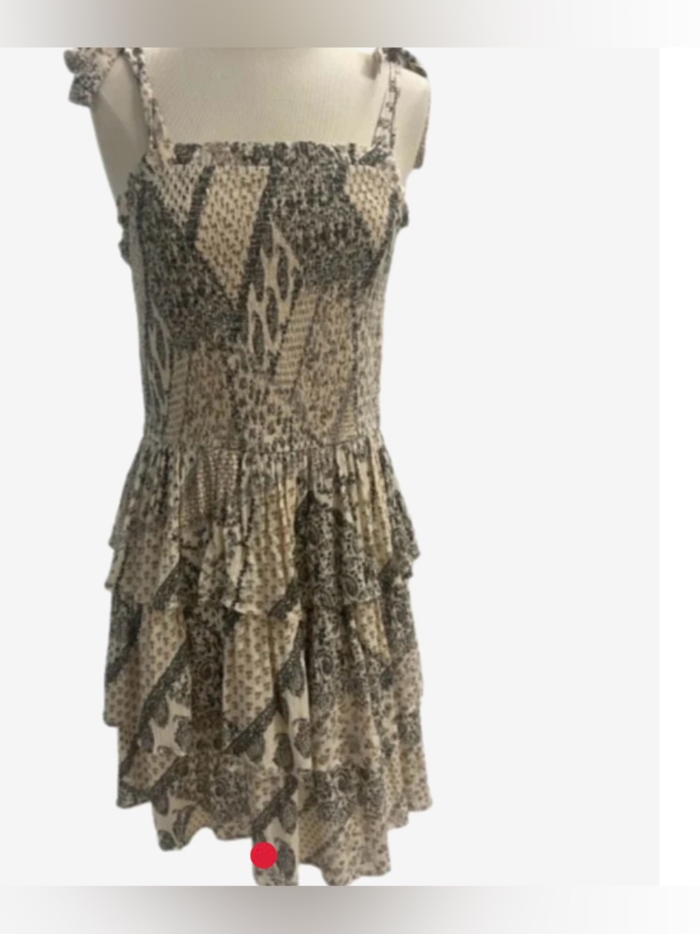 Cotton Rye Outfitters Sleeveless, Smocked, ruffled Boho Dress/ Size small